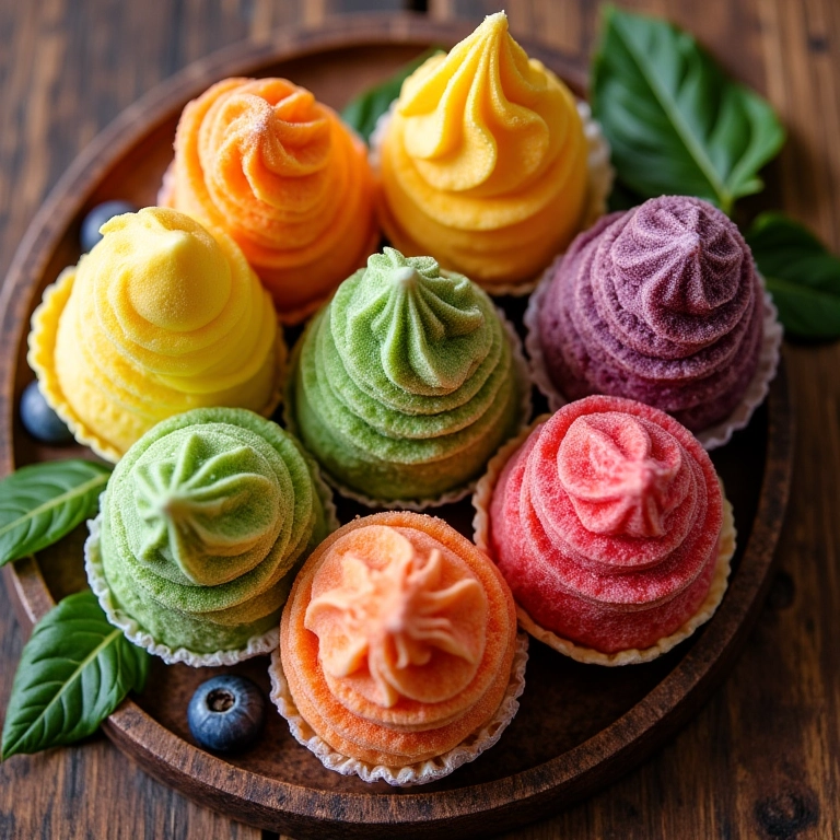 Variedade de sobremesas geladas brasileiras em mesa de madeira rústica.