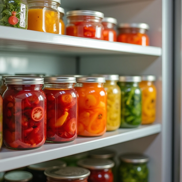 Vegetais cortados e organizados em potes na geladeira.