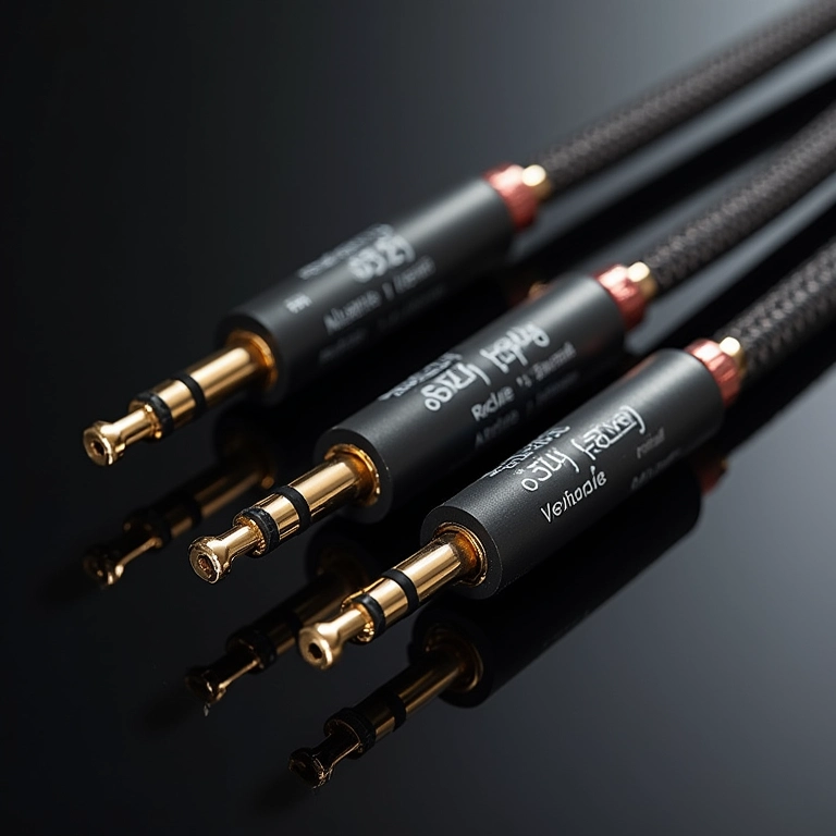 Acabamento profissional em cabo de áudio: sleeving trançado e termorretrátil.