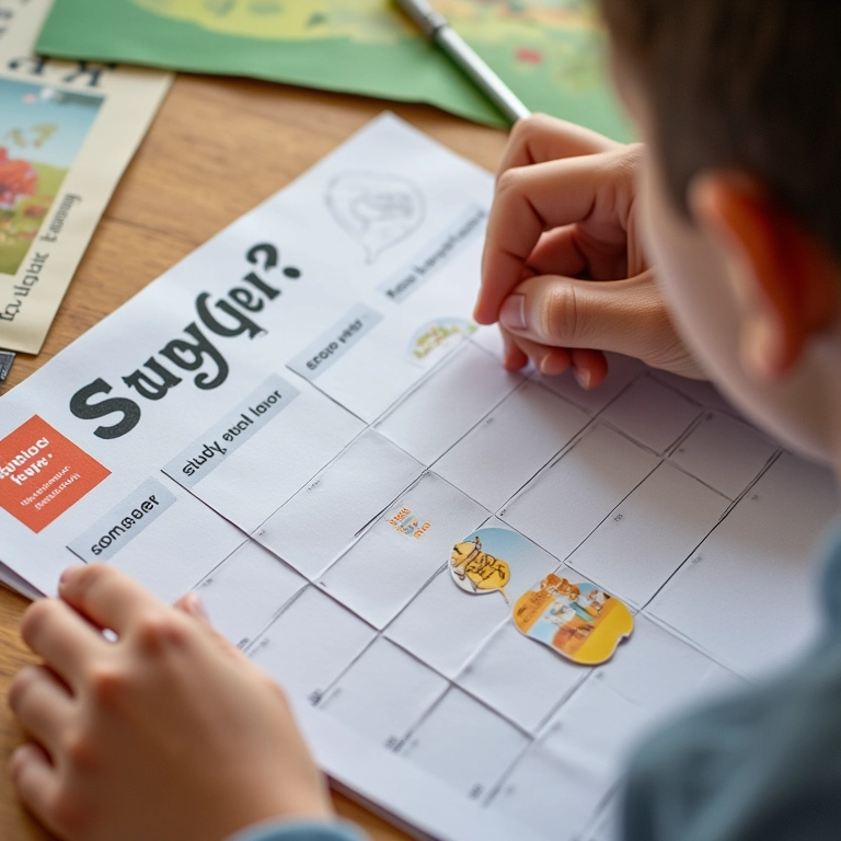 Adesivo de recompensa em um calendário de estudos.