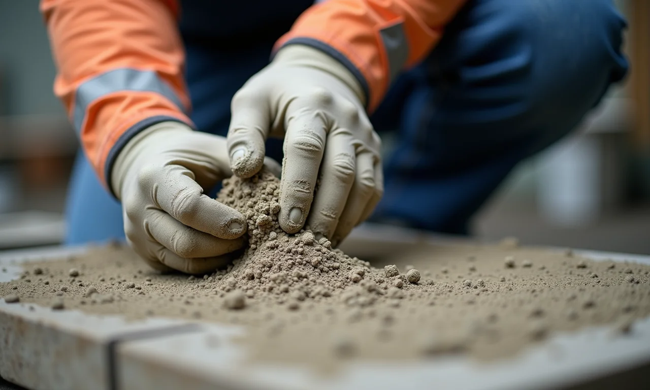 Adição de aditivo plastificante à mistura de graute em obra.