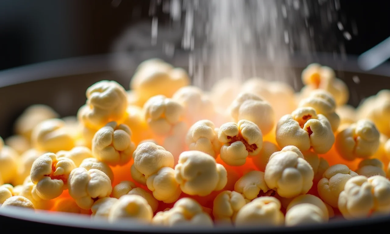 Adicionando água durante o preparo da pipoca doce.