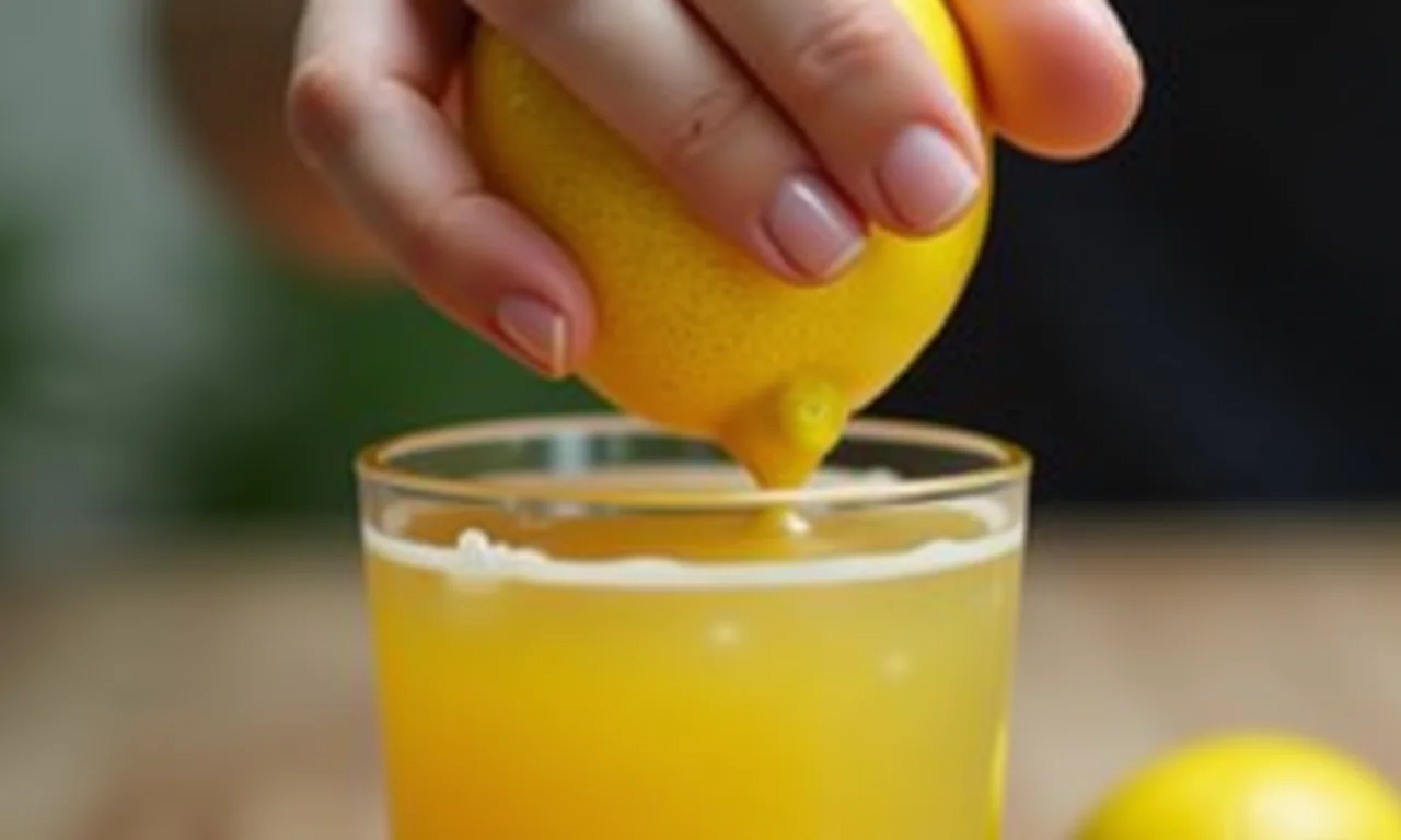 Adicionando limão à canja, um toque extra de sabor.