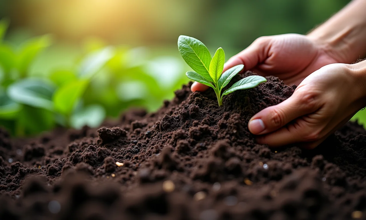 Adubo orgânico pronto para ser usado nas plantas.