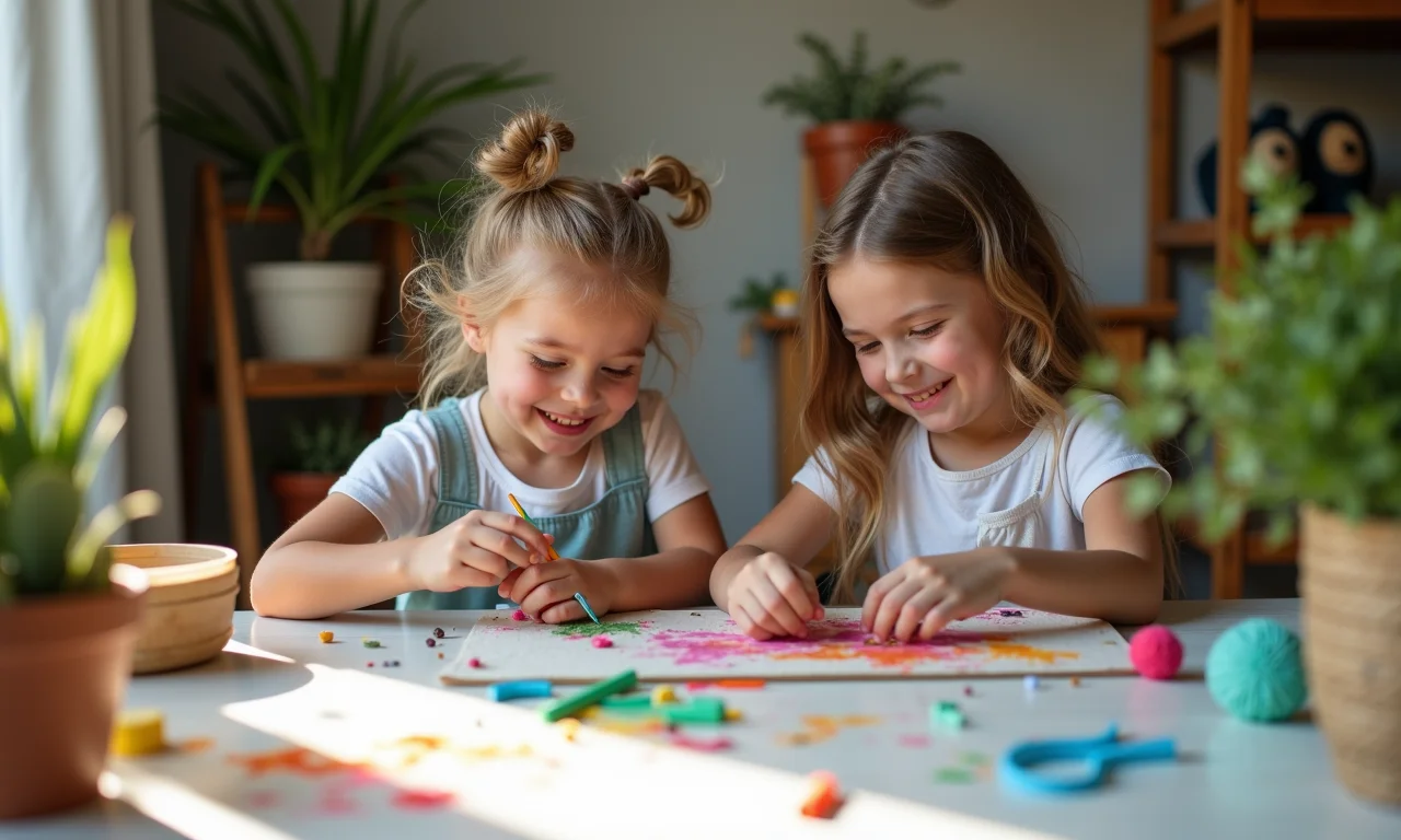 Adultos criando projetos artísticos com materiais simples em ambiente Farm Rio.