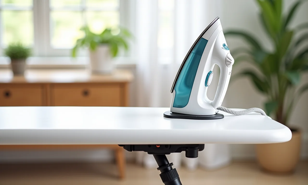 Ajustando a altura da tábua de passar para maior conforto.