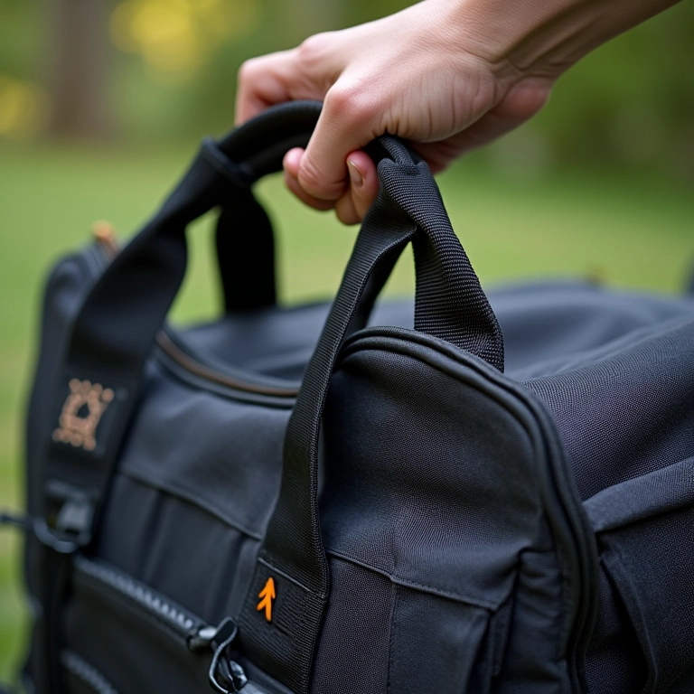 Alças resistentes da bolsa para cachorro.