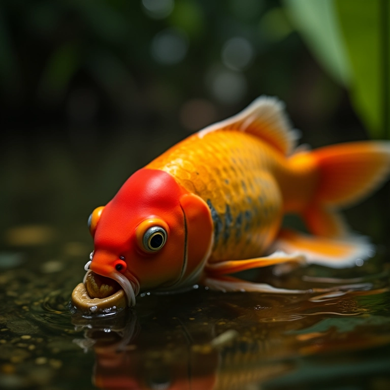 Alimentação adequada para carpas Koi.