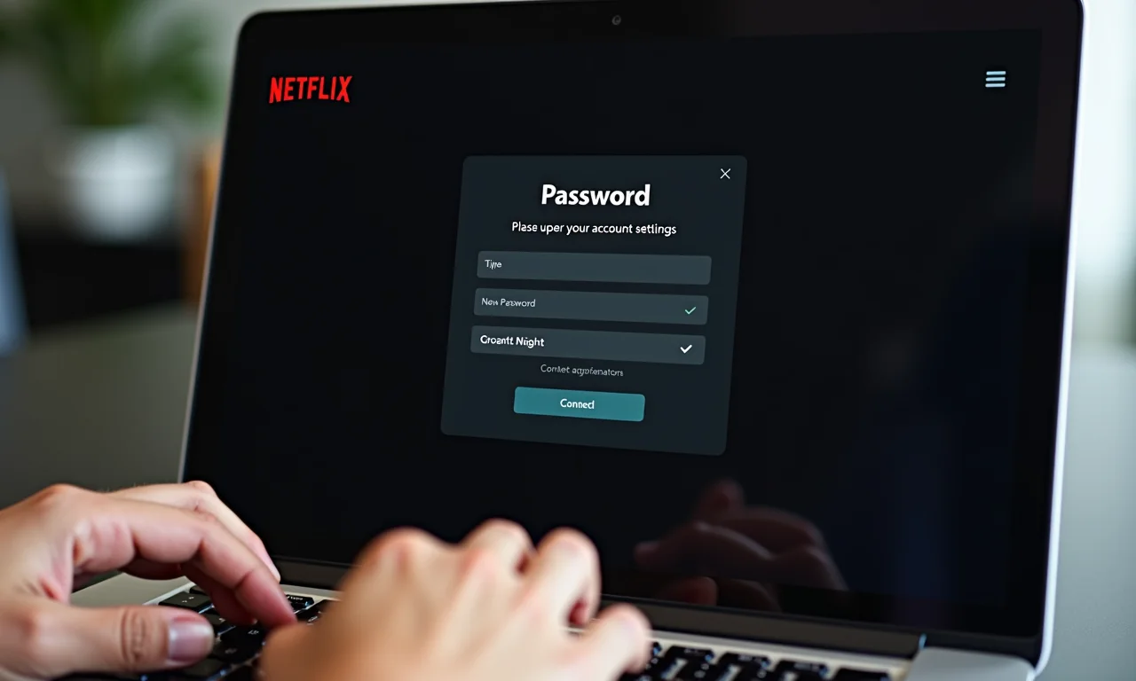 Alterando a senha da Netflix no laptop.