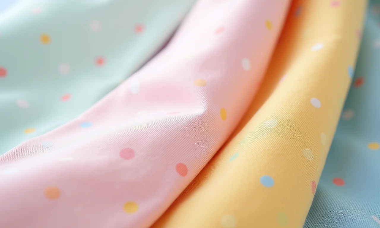 Amostra de tecido de algodão macio para gravatas infantis em cores pastel.