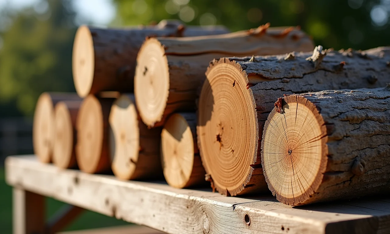 Amostras de diferentes tipos de madeira para construção de curral.