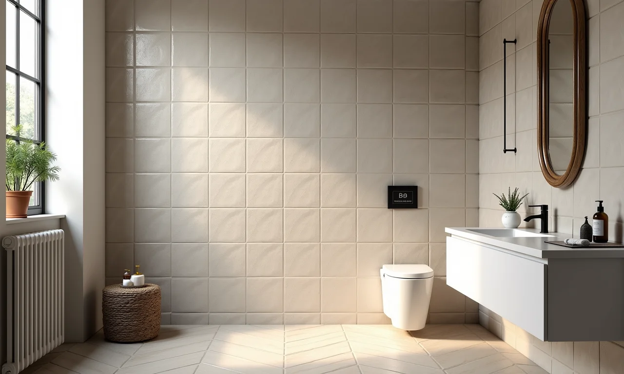 Amostras de revestimentos Portobello para um banheiro de sobradinho.