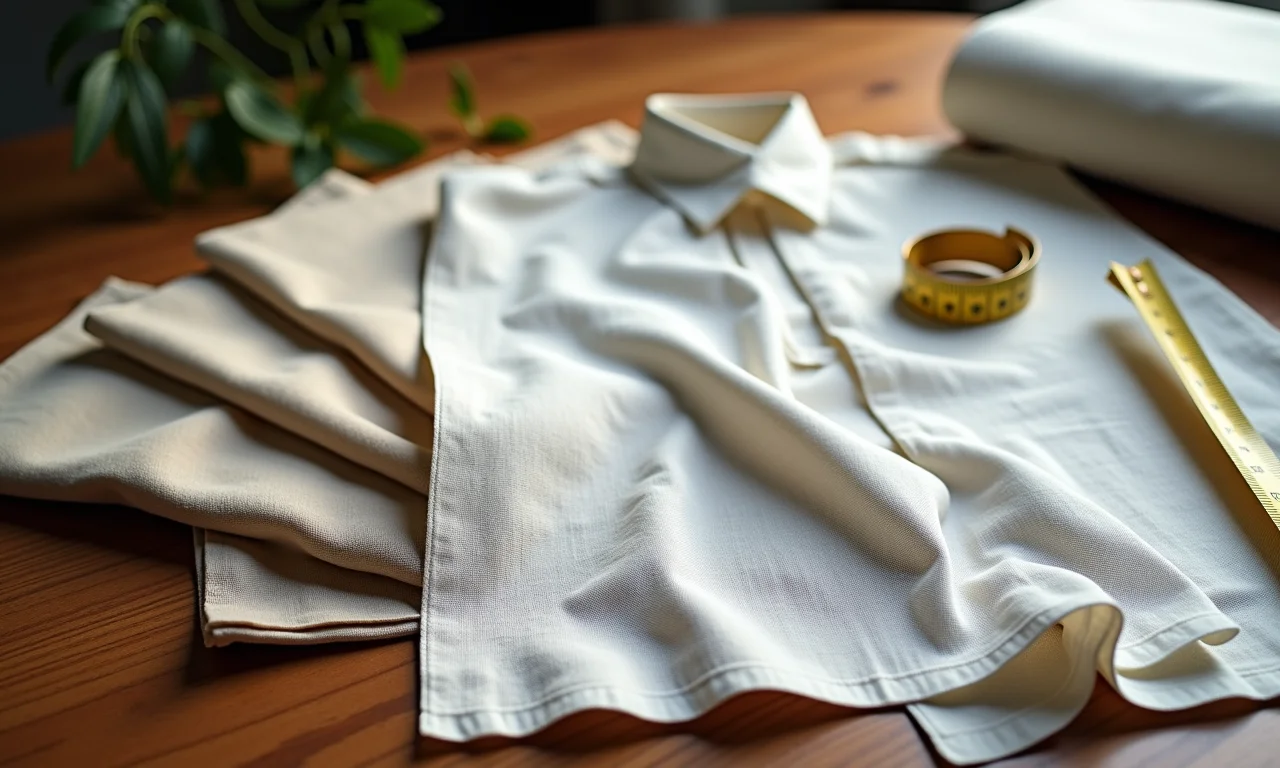 Amostras de tecidos para túnica de padre: linho, algodão e lã.