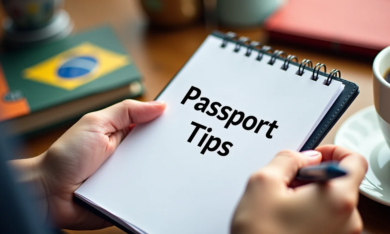 Anotações com dicas para agilizar o processo de emissão do passaporte.