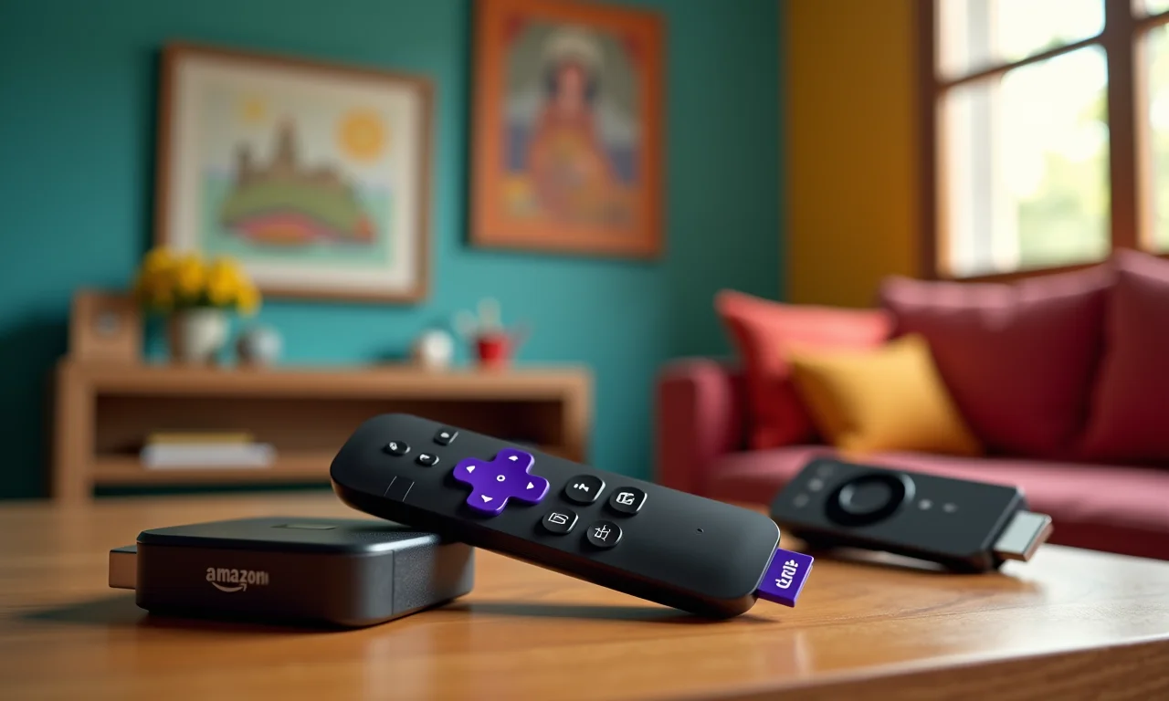 Aparelhos de streaming: Roku e Amazon Fire TV Stick.