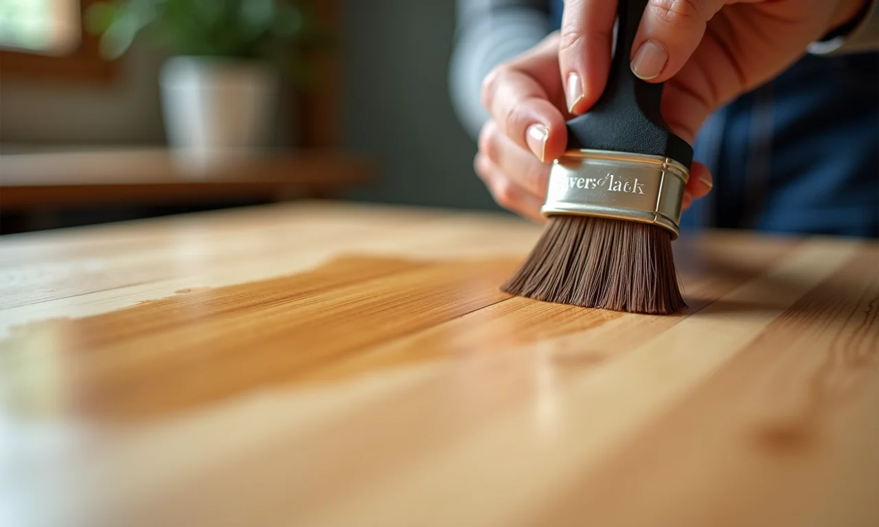 Aplicação de verniz Sayerlack em uma superfície de madeira.