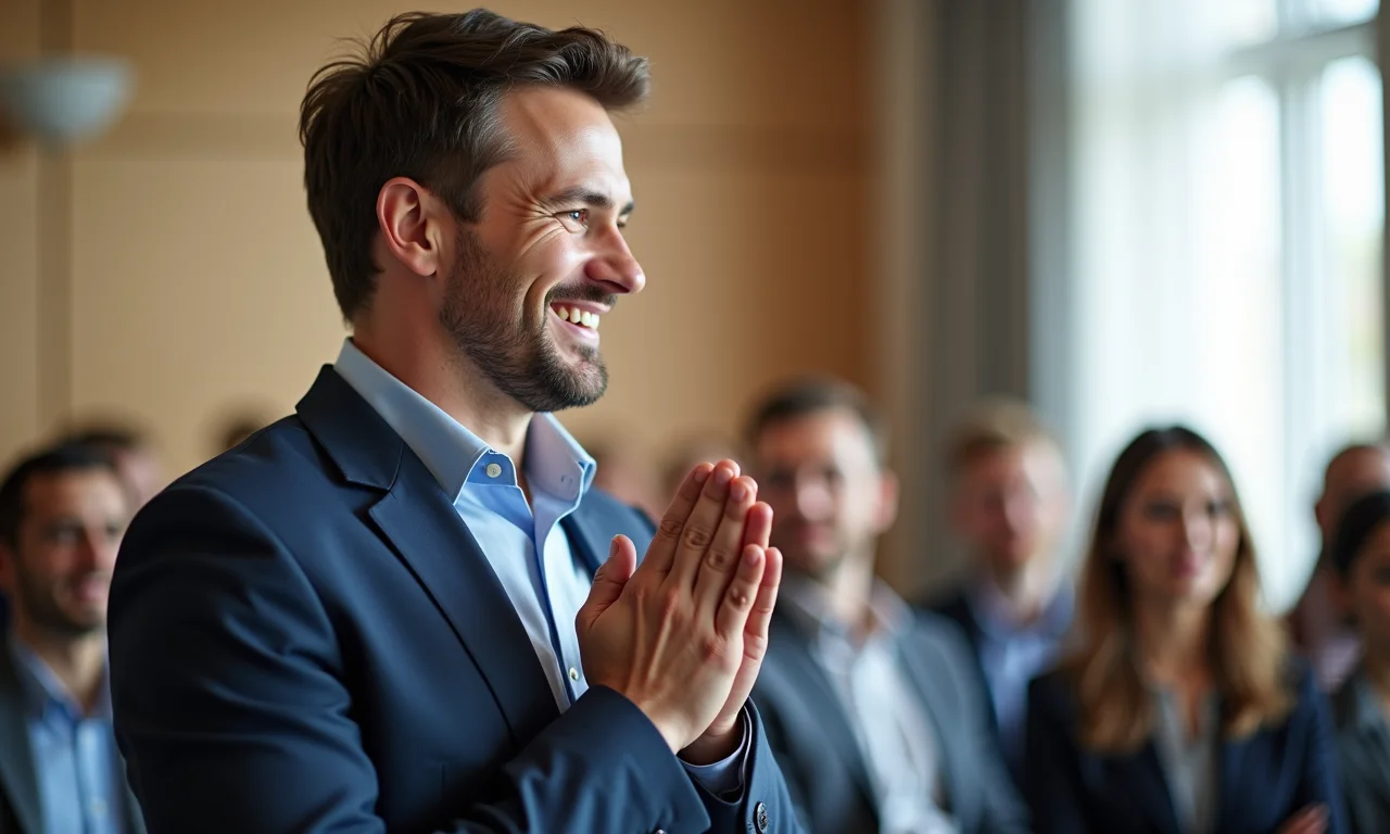 Apresentador mantendo a calma antes da apresentação.