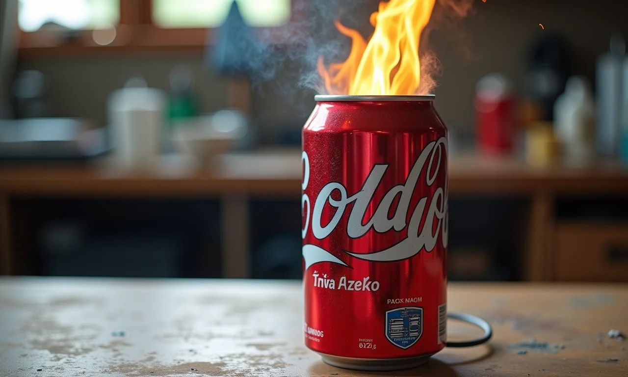 Aquecedor feito com latas de alumínio recicladas.