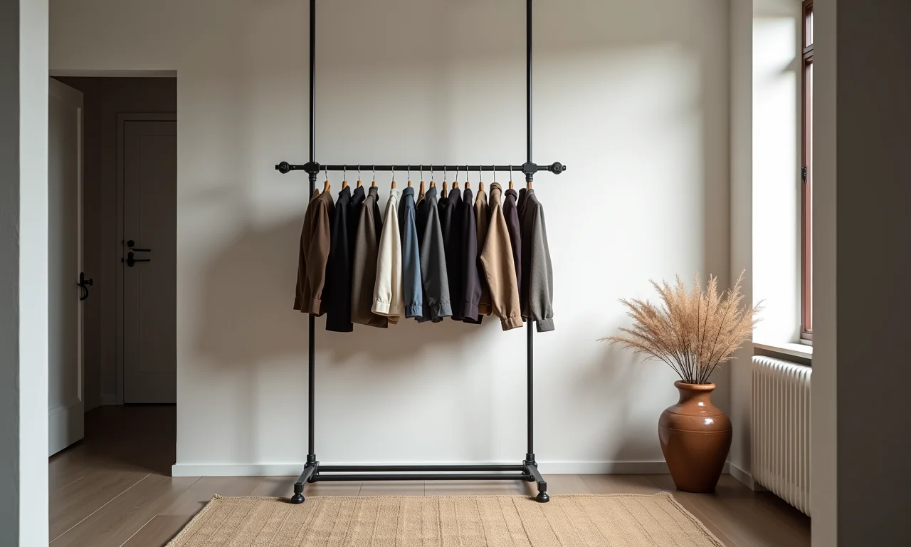 Arara suspensa em loft moderno, toque diferenciado e elegante.