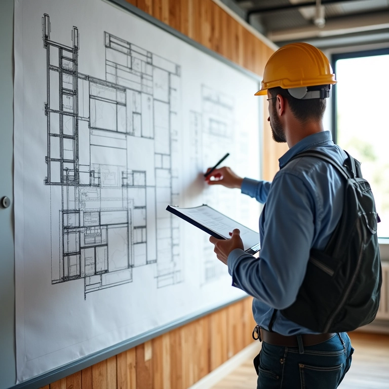 Arquiteta explicando o uso da escada de agilidade.