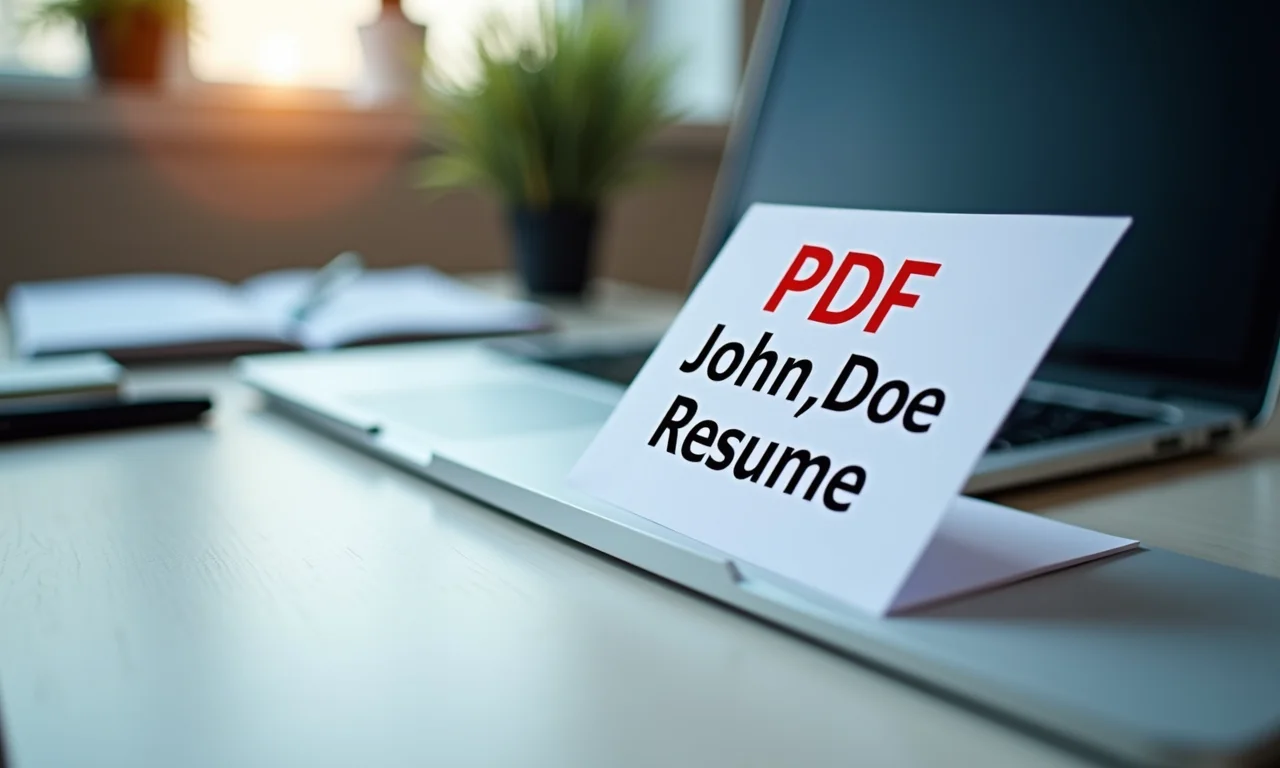 Arquivo PDF com nome correto em um desktop.