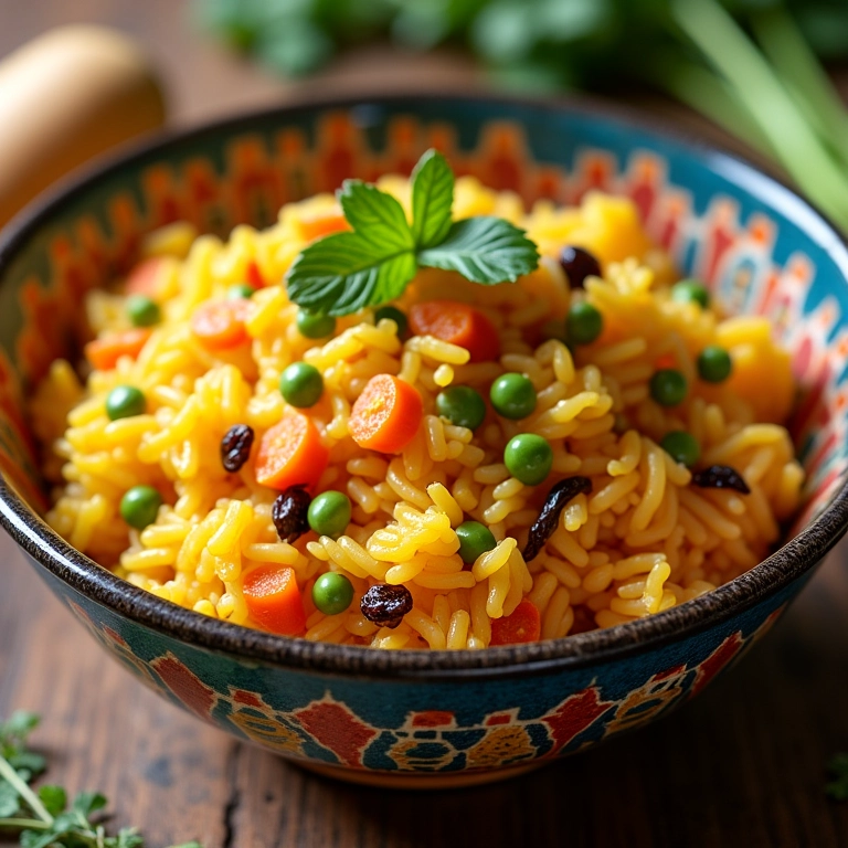 Arroz à grega colorido e apetitoso.