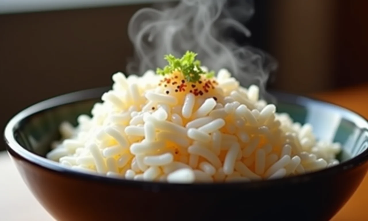 Arroz de sushi cozido para poke.