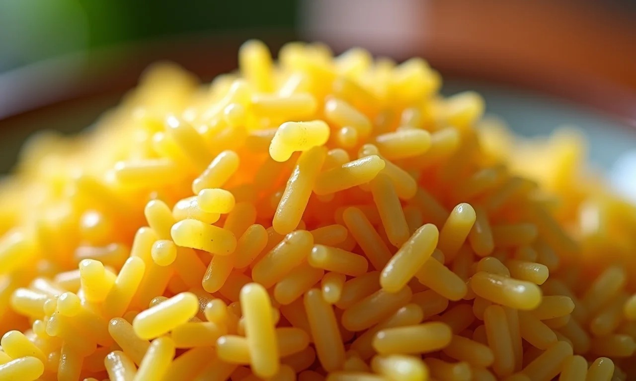 Arroz soltinho e bem cozido em uma galinhada saborosa.