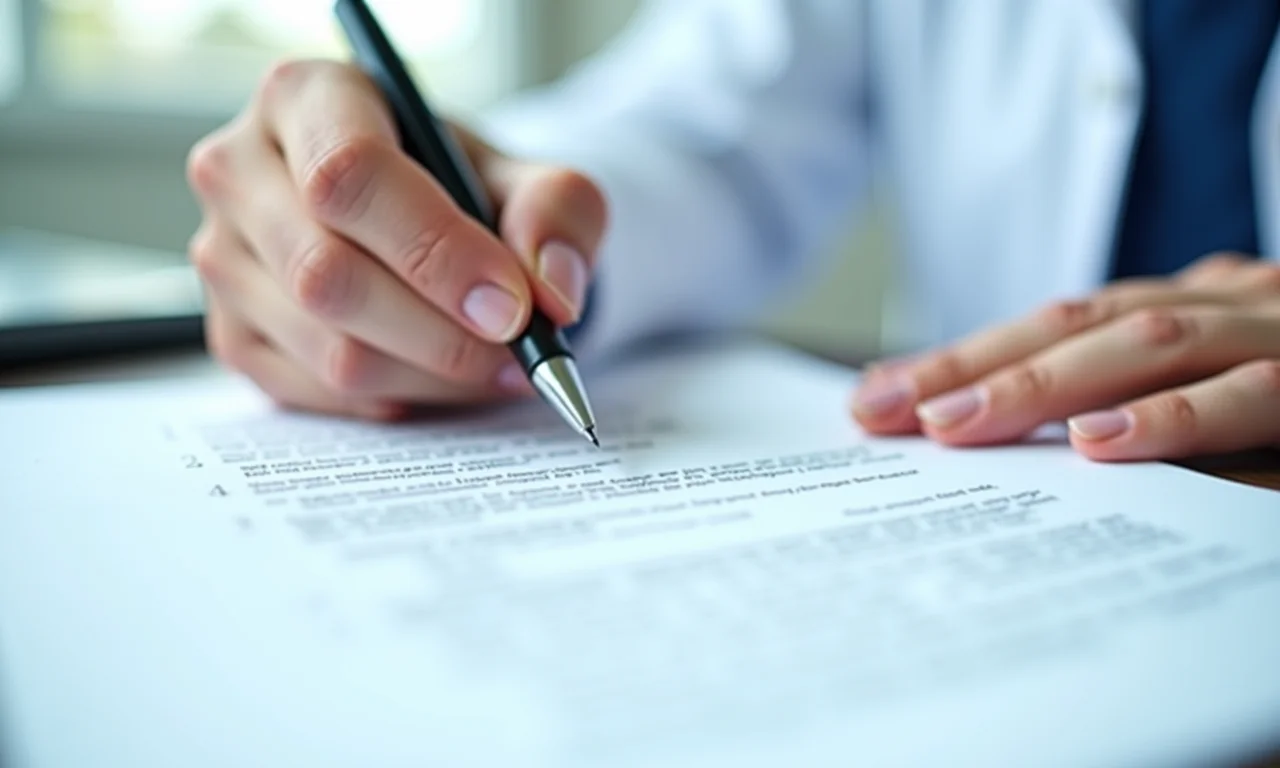 Assinatura e identificação do médico em relatório.