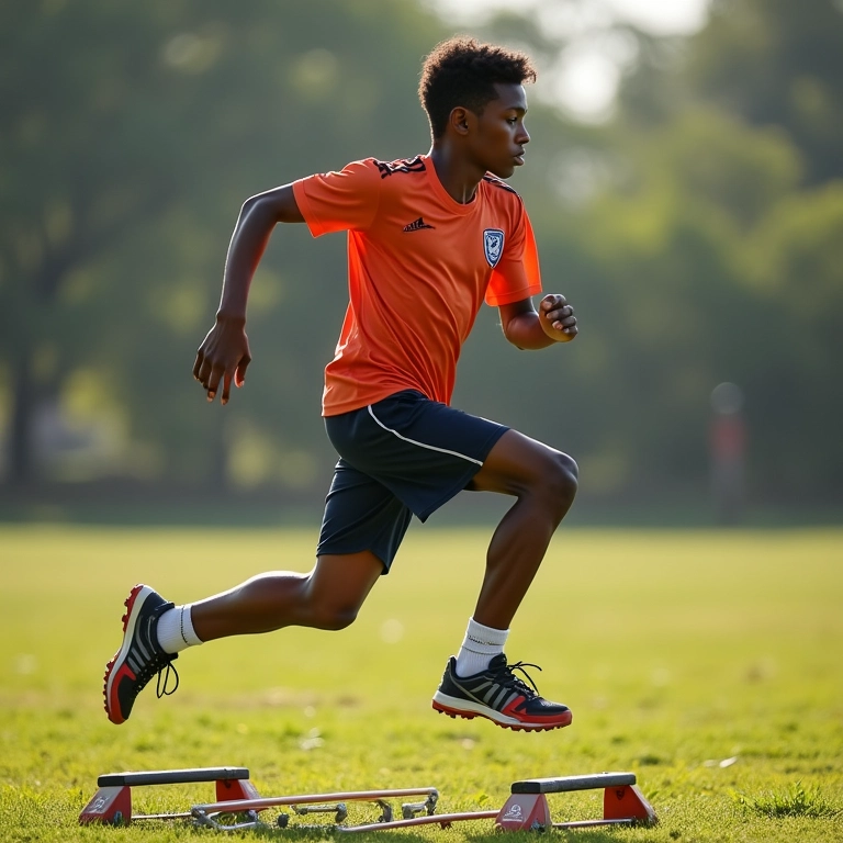 Atleta demonstrando os benefícios da escada de agilidade.