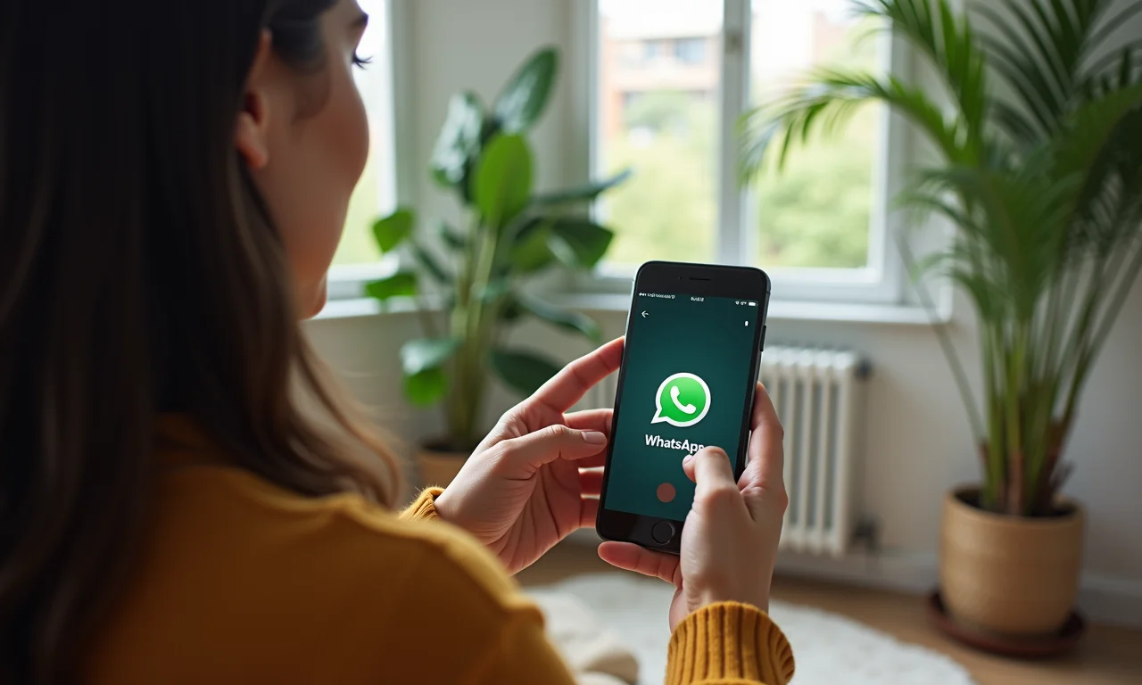 Baixando o WhatsApp no celular.