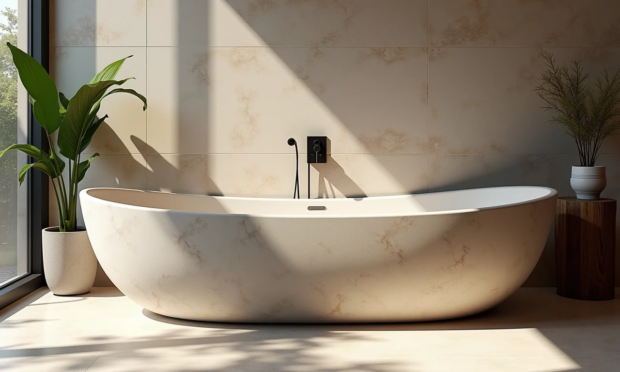 Banheira de alvenaria moderna com design em alta e estilo brasileiro.