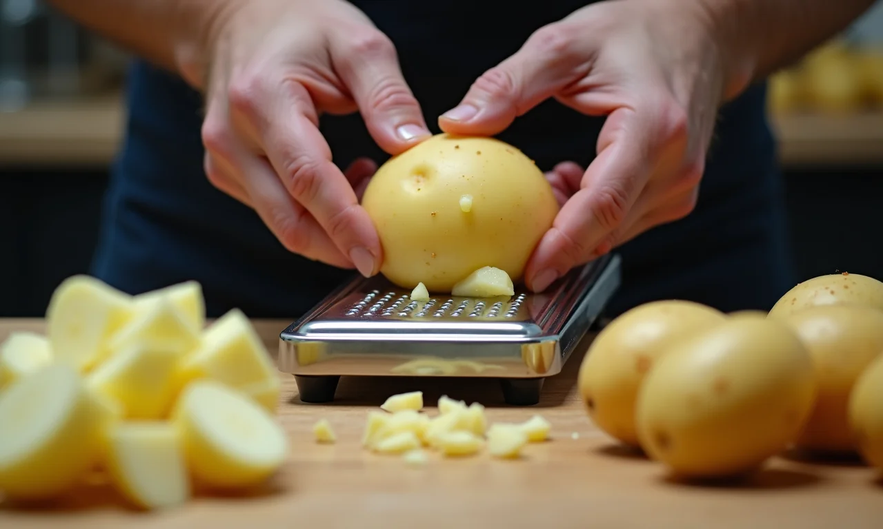 Batata crua e cozida para rösti.