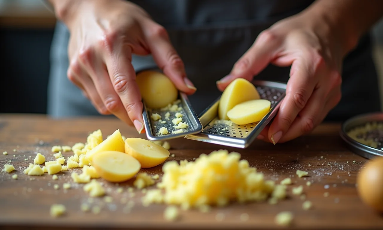Batata ralada grossa e fina para rösti.