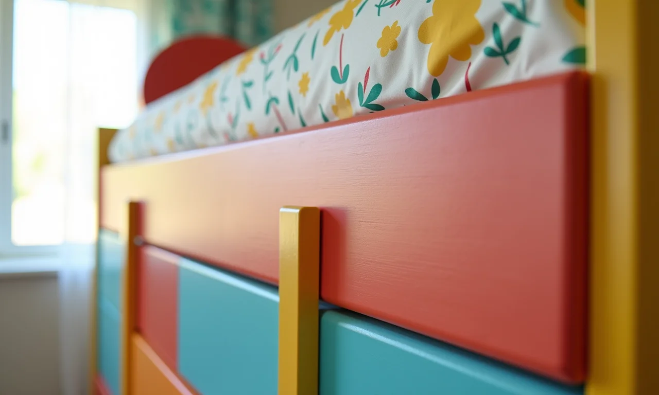 Beliche de madeira pintado com cores vibrantes e acabamento personalizado.