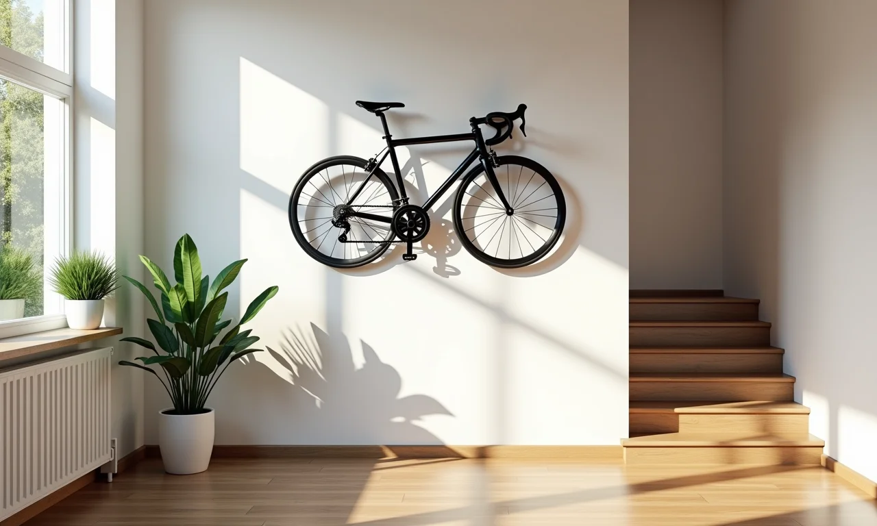 Bicicleta como elemento de decoração em sala de estar brasileira.