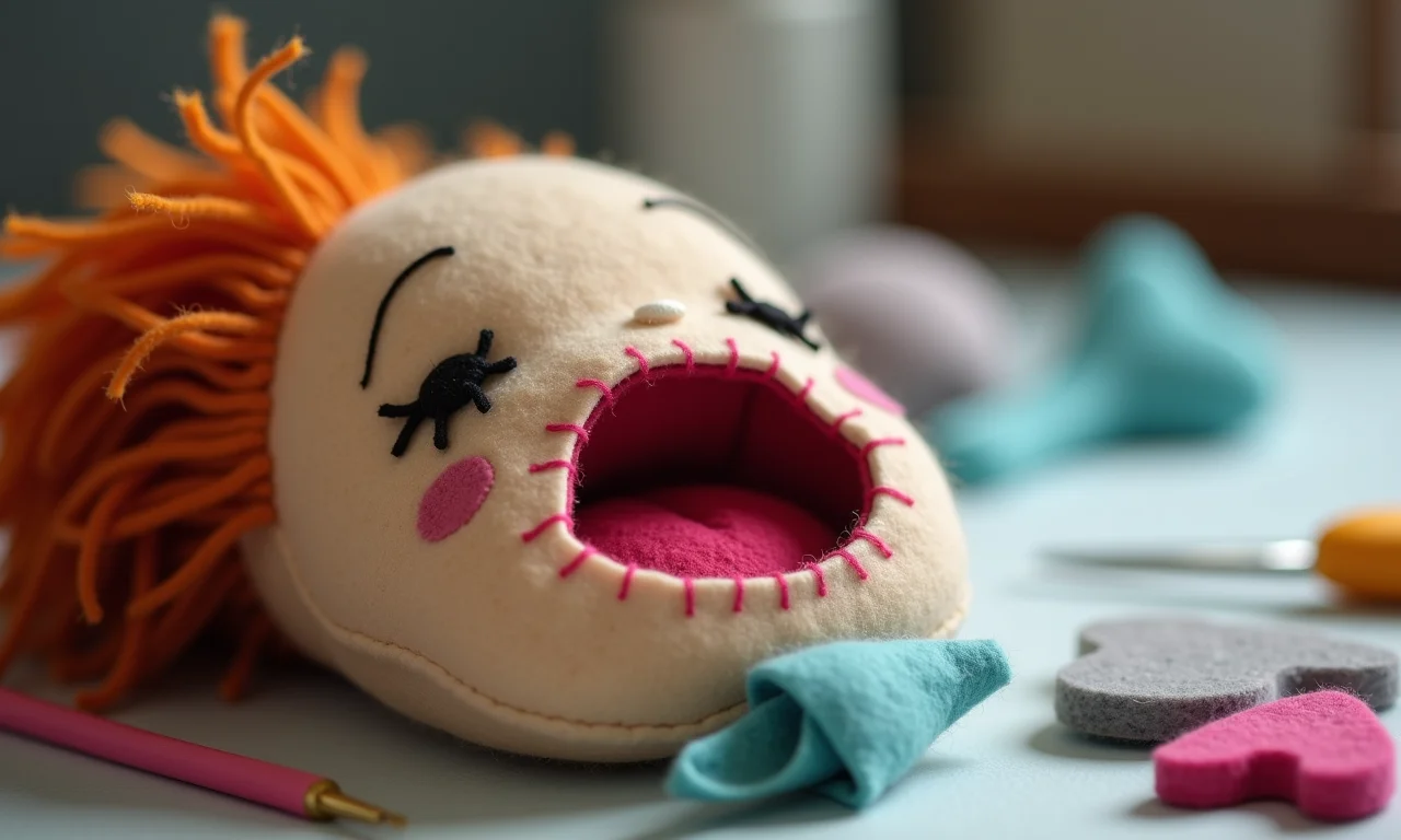 Boca de boneca de feltro charmosa e delicada.