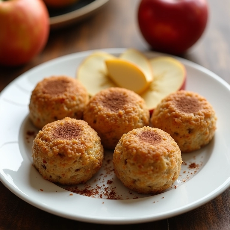 Bolinho de arroz doce assado com canela e maçã.