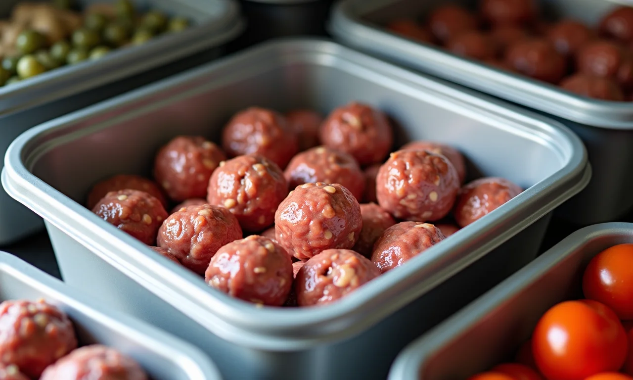 Bolinho de carne frito congelado.