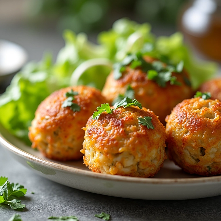 Bolinhos de arroz assados com salada verde.
