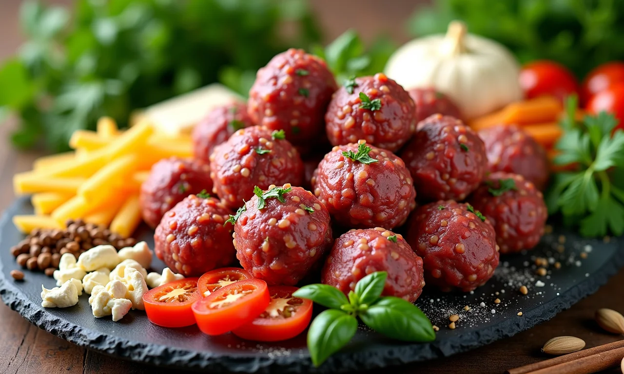 Bolinhos de carne com diferentes ingredientes e sabores.