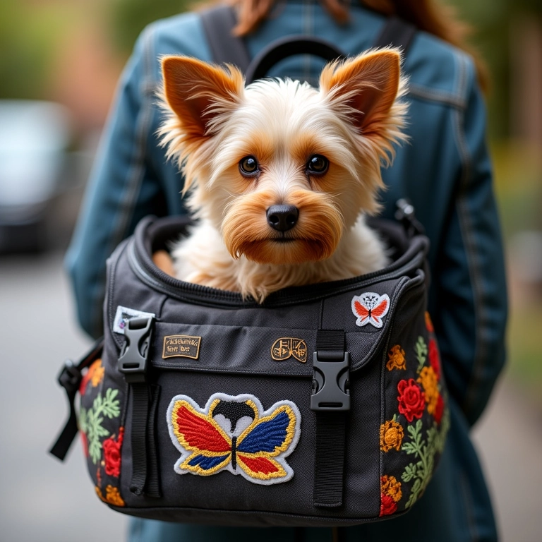 Bolsa de cachorro com estilo personalizado.