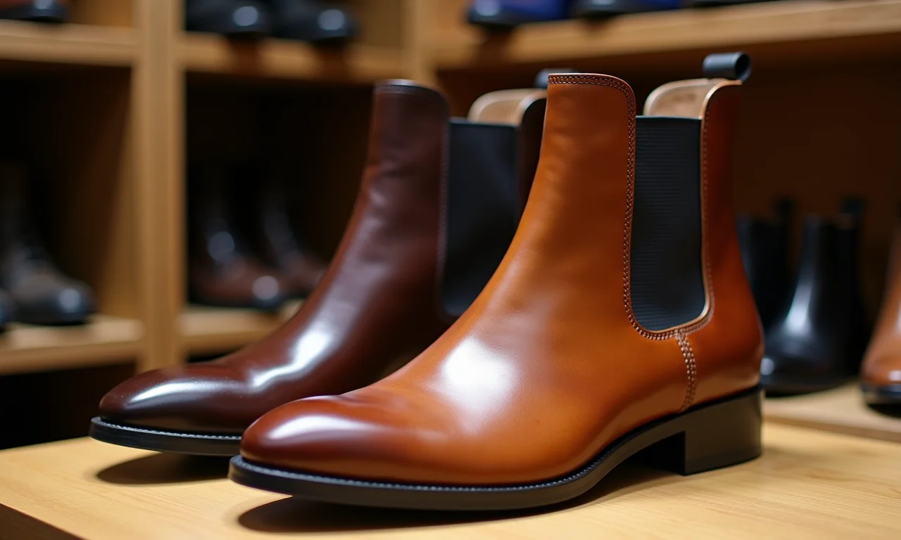 Botas de couro estilosas com detalhe de cadarço elástico.