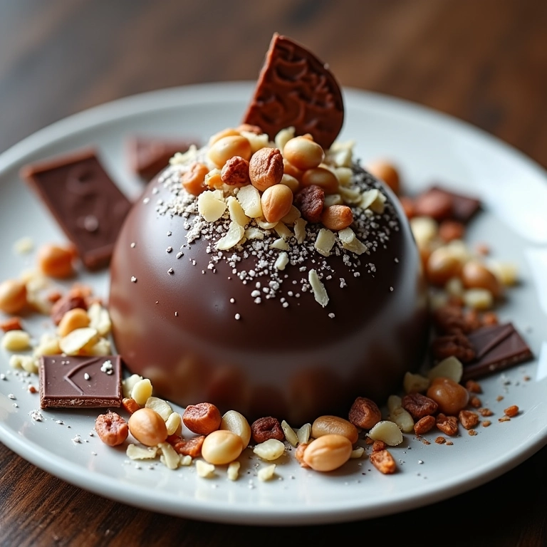 Brigadeiro gourmet com nozes, coco e raspas de chocolate.
