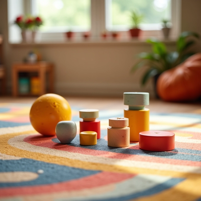 Brinquedos de madeira educativos no estilo Montessori.