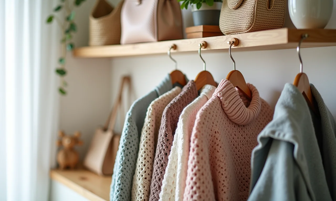 Cabideiro de crochê com padrões delicados e charmosos.