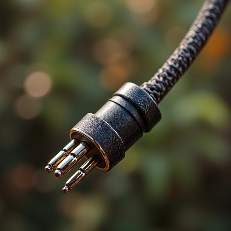 Cabo de telefone vintage reaproveitado como cabo de áudio.