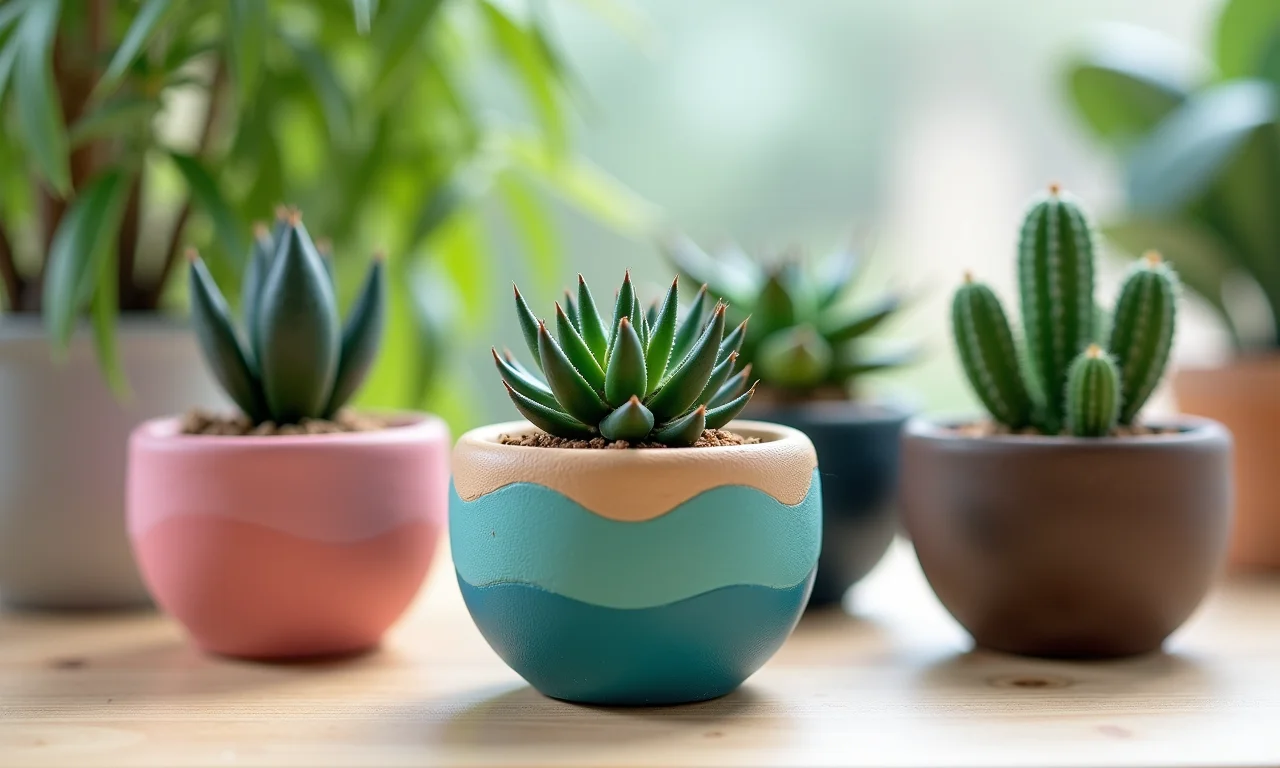 Cachepots de EVA com temas variados.