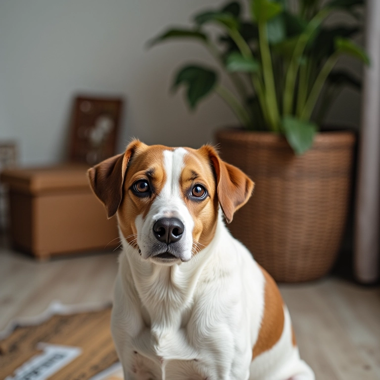 Cachorro confuso perto do jornal, demora no aprendizado