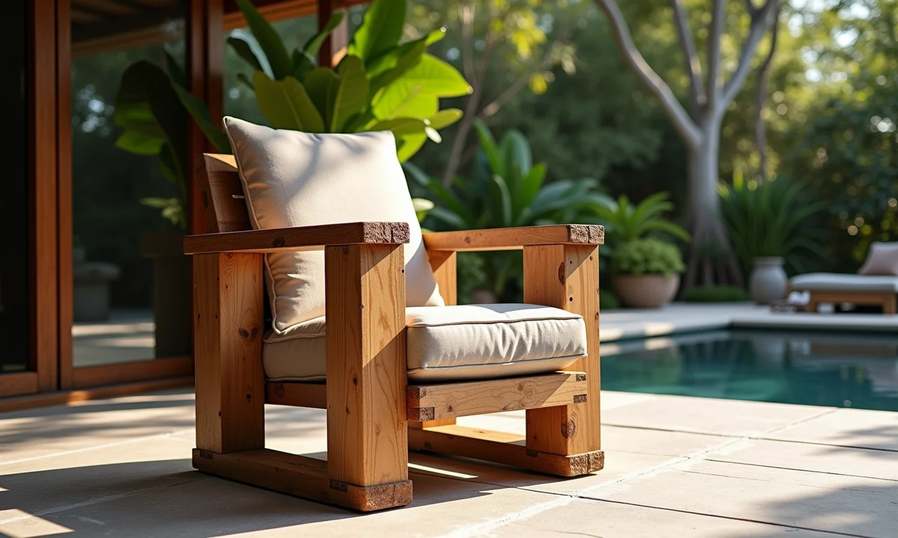 Cadeira de pallet em pátio brasileiro